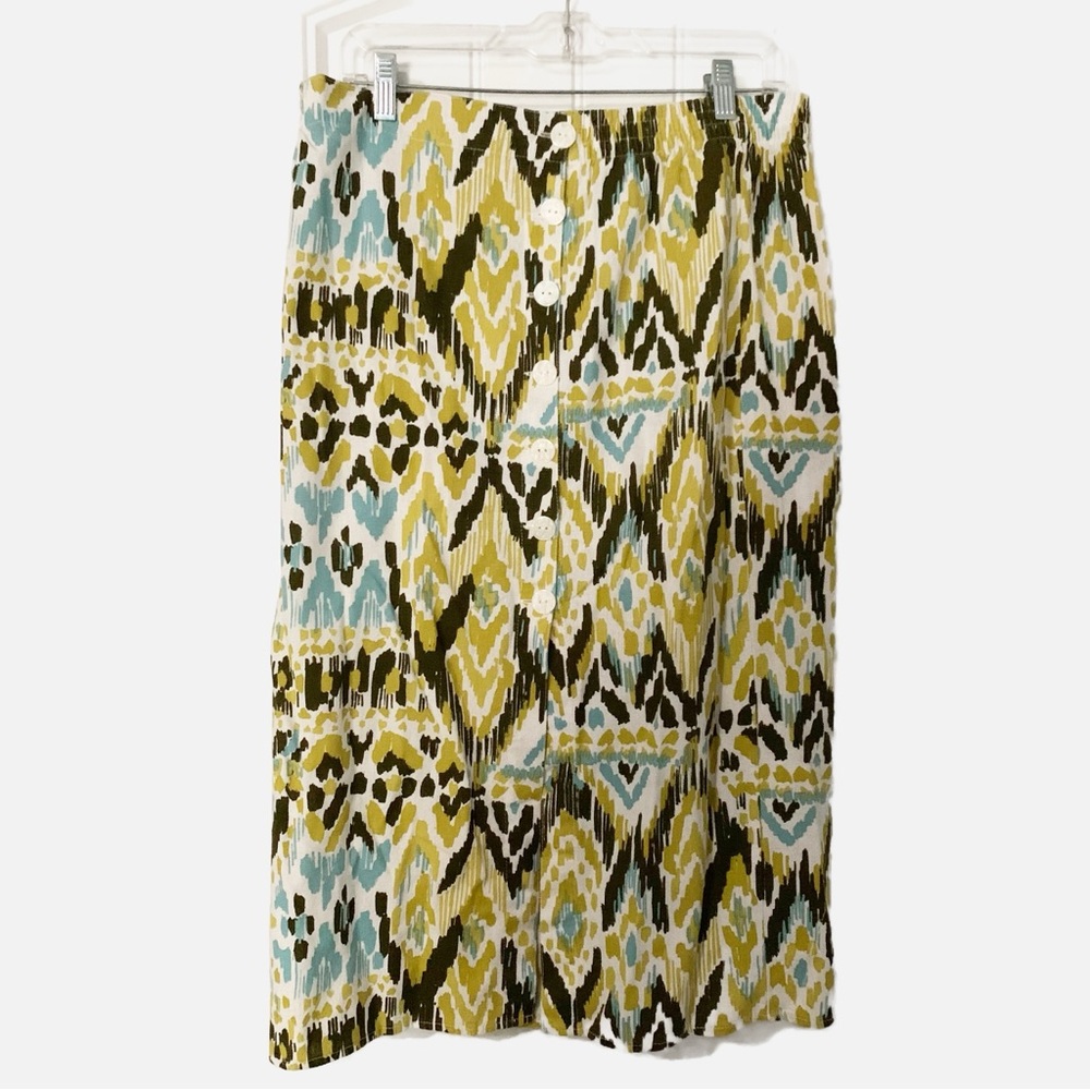 Once & Again Linen Blend Printed Pencil Skirt